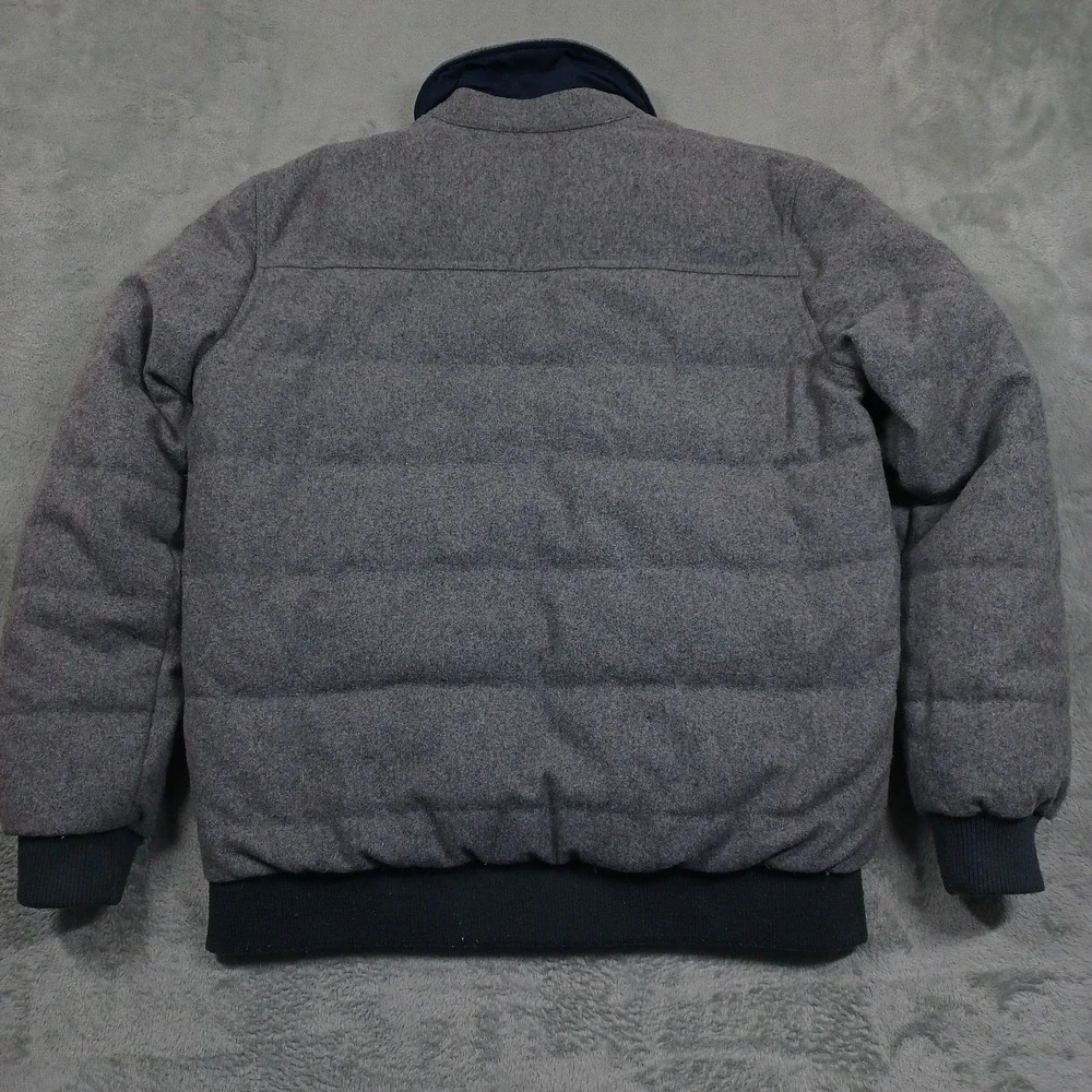 Prana Jacket Mens Large Gray Blue Reversible Full Zip Pockets Wool Blend Outdoor